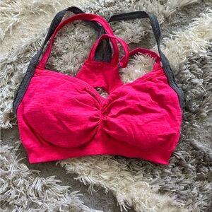 Pink and Gray Women's Sports Bra